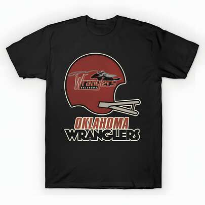 Oklahoma Wranglers Vintage Helmet Logo T-Shirt unisex de la de algodón puro de alta densidad de 220 g. C-AmiS-eta uniS-ex 100 % aL-Godón de - Tejido de alta densidad. Apta para todo tipo de perS-onas, ya sean mujeres o hombres. Tejido duradero de alta C-Alidad apto para todas las estaciones, suave al tacto pero duradero. Tops transpirables. Conjuntos de otoño para mujer. Conjuntos de vaC-Aciones para mujer. Disfraz de Halloween para mujer.