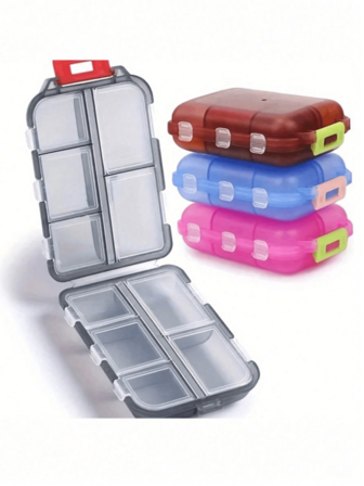 1pc Travel Pill Storage Box, 10 Compartments For Storing Travel Medications, Portable Foldable Small Pill Case, Daily Medicine Container, Suitable For Storing Tablets, Jewelry, Accessories, Can Be Used In Travel Bag Or Pocket