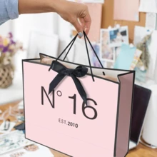 1个/20个/5个装，优雅N°16 2010，时尚粉黑礼品袋套装，配黑色丝带蝴蝶结、薄纸和贺卡，适用于婚礼、节日、周年纪念日等各种场合的派对用品和礼品。 - 多色/16 - 查看 5