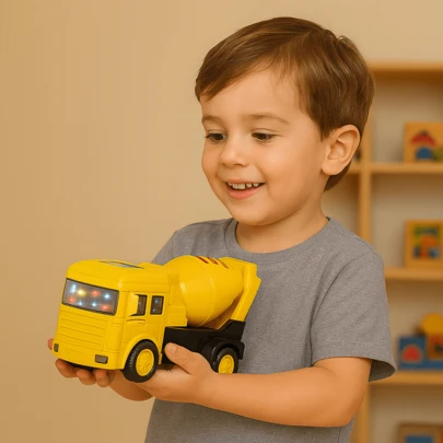Brinquedo Caminhão de Construção e Bombeiro Bate e Volta – Infantil com Luz e Som