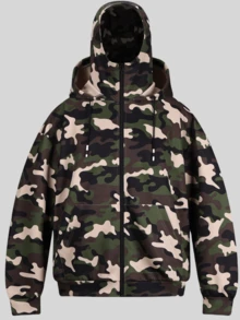 New Spring/Autumn Hooded Jacket, Camouflage Hooded Sweatshirt, Double Hood Design, Ribbed Trim, Open Front Hooded Jacket, Polyester Blend, Stretchy, Fashion Versatile - Apricot - View 3