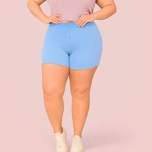 Set Of 3 Women's Plus Size High-Waisted Ribbed Shorts – Comfort, Style, Color Block, Simple Knit Knot, Vacation, Beach, Home - Nhiều màu - Xem 5