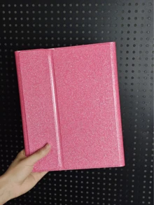 Glitter Rhinestone Apple Tablet Protective Case, With Pen Slot, Compatible With Samsung Galaxy Tab// SE. (Shiny Pink) - Pink - View 5