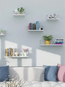 1 pieza Estantería de pared sin taladro, estante de almacenamiento de decoración del hogar moderna, adecuado para figuras de acción, pequeños bloques de construcción y coleccionables, excelente para almacenamiento de muñecas, estatuas y juguetes - Blanco - Ver 6