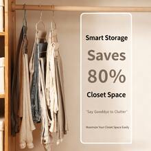 10Pcs 5 Layer Multifunctional Portable Storage Travel Hangers , Anti Slip, Multi Layer Clothing Store Wardrobe Clothes Hanger, Shoes Jeans Boots Skirt, Pants Hangers Organizer Space Saving, Suitable Dormitory,  Room, Home, Bedroom Use - White - View 5