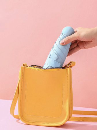 Small Folding Umbrella, Mini Pocket Waterproof Portable Travel Umbrella, Sunshade Umbrella Women Sunscreen UV Sunscreen Umbrella 2 In 1 Mini Six Fold Ultra Light Compact Portable, Mini Travel Umbrella, Compact Portable Sunny And Rainy Dual Purpose Umbrella, Wind Shade, 99% UV Protected