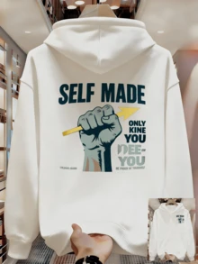Sudadera Casual Estampada para Hombre con Cordón y Bolsillos Sudadera para Hombre ZBVM - Blanco - Ver 8