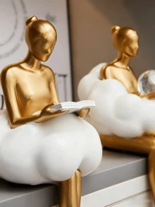 Sculpture en résine abstraite d'une personne lisant sous un arbre, convient pour la décoration de bureau, la décoration de remise de diplôme, la décoration de chambre, les cadeaux d'anniversaire, la décoration de la pièce, les cadeaux de la fête des enseignants, les cadeaux de la fête des mères, les cadeaux de Noël