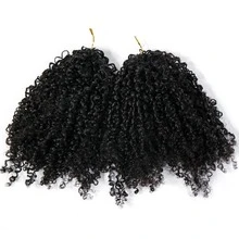 EAYON HAIR Tight Curly Crochet Human Hair Extensions Feather Line Crochet Hair Pre-Seperated Knotless Human Crochet Hair Multi-Textured Kinky Curly Human Hair Natural Color 14-22 Inch 100 Strands - 自然色 - 查看 5