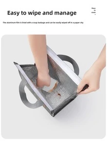 1pc Portable Lunch Bag For Students, Thickened Insulated Lunch Pack, Waterproof And Oil-Resistant, Cation Bag - Multicolor - View 8