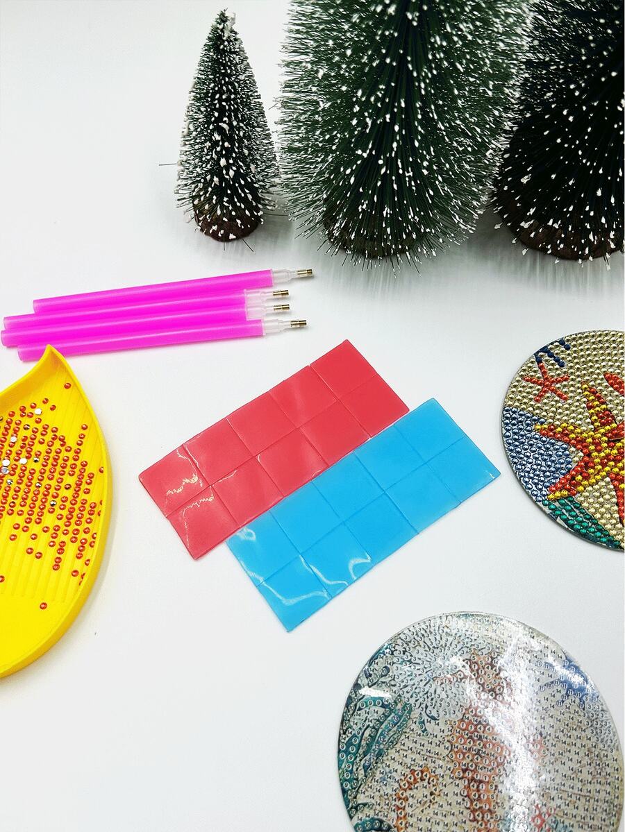 10pcs Diamond Painting Glue Clay, 2*2cm, Blue Or Red Color Optional, Square Diamond Painting Glue Wax Clay, Accessories For 5D DIY Diamond Painting Art