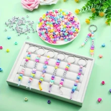 566pcs DIY Keychain Making Kit, Adjustable Letter Heart Transparent Bead Keychain Supplies, Birthday Party Small Gift, Bohemian Style, DIY Handicraft, Keychain With Letter Charm - Multicolor - View 2