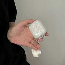 韩版极简蓝色透明心形翅膀星星吊坠耳机保护套，兼容 Pro 2，可爱苹果4极简3代新款半耳机保护套（女士款） - 淺藍色 - 查看 3