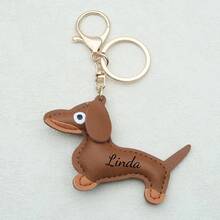 1pc Personalized Dachshund Keychain, Customized Name Bag Charm, Customized Leather Keyring & Bag Accessory, Handbag Pendant, Gift For Dog Lovers, Thanksgiving, Christmas, Birthday, Home Decor, Back To School, Anniversary, Bride, Father, Mother, Boy, Girl - Multicolor - View 19