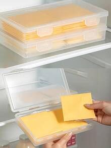 1 صندوق تخزين جبن شفاف، حامل شرائح الجبن، وعاء الزبدة مع غطاء، حافظة جبن للثلاجة، مناسب للثلاجة والخزانة - متعدد الألوان - مشاهدة 1