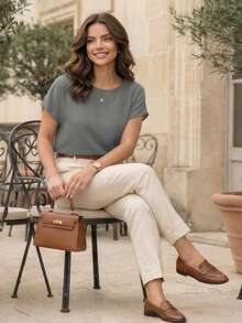 Muriah Basic Blouse 100% Viscose Fabric Ideal For Everyday Wear Perfect Fit - Grey - View 1