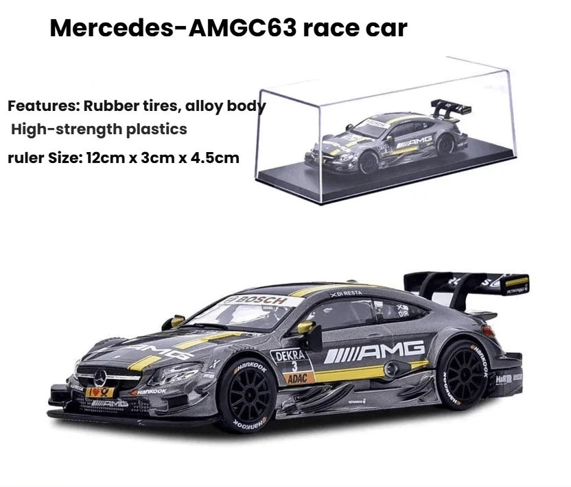 1:43 Scale Diecast Alloy Mercedes-Benz Rally Racing Car Model With Display Stand, Static Miniature Car Collection, Yufeng Mercedes-Benz Replica Toy Car, Gift For Men - Grey - View 1