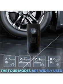 1pc Portable Tire Inflator Air Compressor With Auto Shut Off And LED Light, For Quick Inflation Of Car Tires, Bicycle Tires, Motorcycle Tires, Balls, And Other Inflatables, Also Functions As A Power Bank - Black - View 8