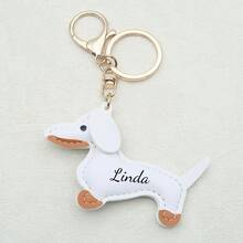 1pc Personalized Dachshund Keychain, Customized Name Bag Charm, Customized Leather Keyring & Bag Accessory, Handbag Pendant, Gift For Dog Lovers, Thanksgiving, Christmas, Birthday, Home Decor, Back To School, Anniversary, Bride, Father, Mother, Boy, Girl - Multicolor - View 31