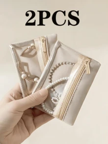 1/2/3/4/5PCS Jewelry Storage Bag, Portable Jewelry Box, Mini Velvet Transparent Zipper Style (Can Store Earrings, Earrings, Necklaces, Rings, Bracelets), Suitable For Women's Daily Life, Student Return To School, Travel Vacation, Holiday Scenes, Jewelry Box, Jewelry Organizing Box, Travel Essentials, Travel Accessories, Travel Bags, Holiday Bags, Campus Supplies, Mini Travel Jewelry Bag. - Multicolor - View 16