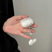 韩版极简蓝色透明心形翅膀星星吊坠耳机保护套，兼容 Pro 2，可爱苹果4极简3代新款半耳机保护套（女士款） - 淺藍色 - 查看 4