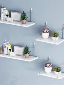 1 pieza Estantería de pared sin taladro, estante de almacenamiento de decoración del hogar moderna, adecuado para figuras de acción, pequeños bloques de construcción y coleccionables, excelente para almacenamiento de muñecas, estatuas y juguetes - Blanco - Ver 4