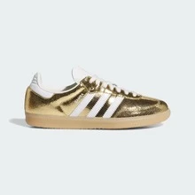 Adidas Samba OG Silver Metallic Cracked Leather Women's JR0035 | Retro Heritage Style, Timeless Silhouette - 金色 - 查看 4