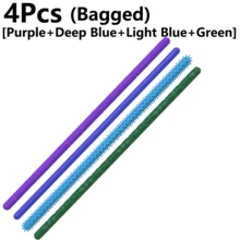 Conjunto de 8 varetas sensoriais texturizadas de silicone flexível - Brinquedos sensoriais antiestresse para crianças e adultos, brinquedos sensoriais para viagem, presentes de pelúcia para adolescentes - | Flexíveis | Moldáveis | Designs divertidos (formato e cor específicos variam) - Conjunto com 4 peças [Roxo + Azul + Azul + Verde] embalado - Ver 10