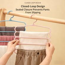 10Pcs 5 Layer Multifunctional Portable Storage Travel Hangers , Anti Slip, Multi Layer Clothing Store Wardrobe Clothes Hanger, Shoes Jeans Boots Skirt, Pants Hangers Organizer Space Saving, Suitable Dormitory,  Room, Home, Bedroom Use - White - View 3