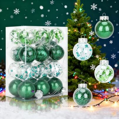 Esferas Navideñas 24pcs Adornos Decoración Para Fiesta.Estos adornos para el árbol de Navidad son excelentes regalos navideños y contribuyen al ambiente festivo. Son ideales para fiestas navideñas, decoración de jardines y regalos ideales para familiares y amigos.