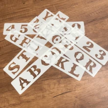 6 件套字母和数字模板 - 大写字母 A-Z，数字 0-9 - 可重复使用的塑料模板，适用于绘画、工艺品、教室、家庭、办公室、派对装饰 - 兼容粉笔、布料、岩石、地板、标牌 - 教师和艺术家的理想之选 - 白色 - 查看 6