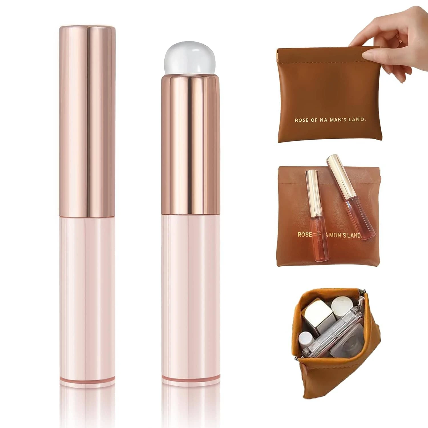 2 Brochas de labios de silicona para aplicar el lápiz labial y el bálsamo de labios de manera uniforme, material de silicona suave, higiénico, fácil de limpiar, mejora el cuidado de los labios (impreso)