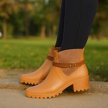 Women's Winter And Rain Boots With Short Shaft And Waterproof Finish, Casual And Stylish For Parties - Lạc đà - Xem 1