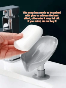 1 pieza Plato de jabón con forma de hoja con ventosa. Plato de jabón con forma de hoja con orificio de drenaje. Plato de jabón con ventosa, antideslizante, adecuado para ducha, baño, fregadero de cocina, accesorios de baño, decoración de baño del hogar, almacenamiento y organización del baño, decoración de otoño, decoración de vuelta al colegio, Navidad, regalo de Acción de Gracias (color aleatorio)