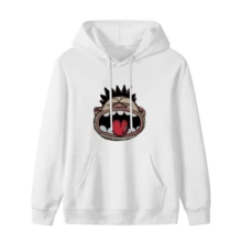 Exaggerated Cartoon Face Graphic Hoodie Funny Art Style,Comfortable Casual Short Sleeve, 220 Grams Heavyweight Cotton Printed Hoodie,Halloween(1) - 款式6 - 查看 1