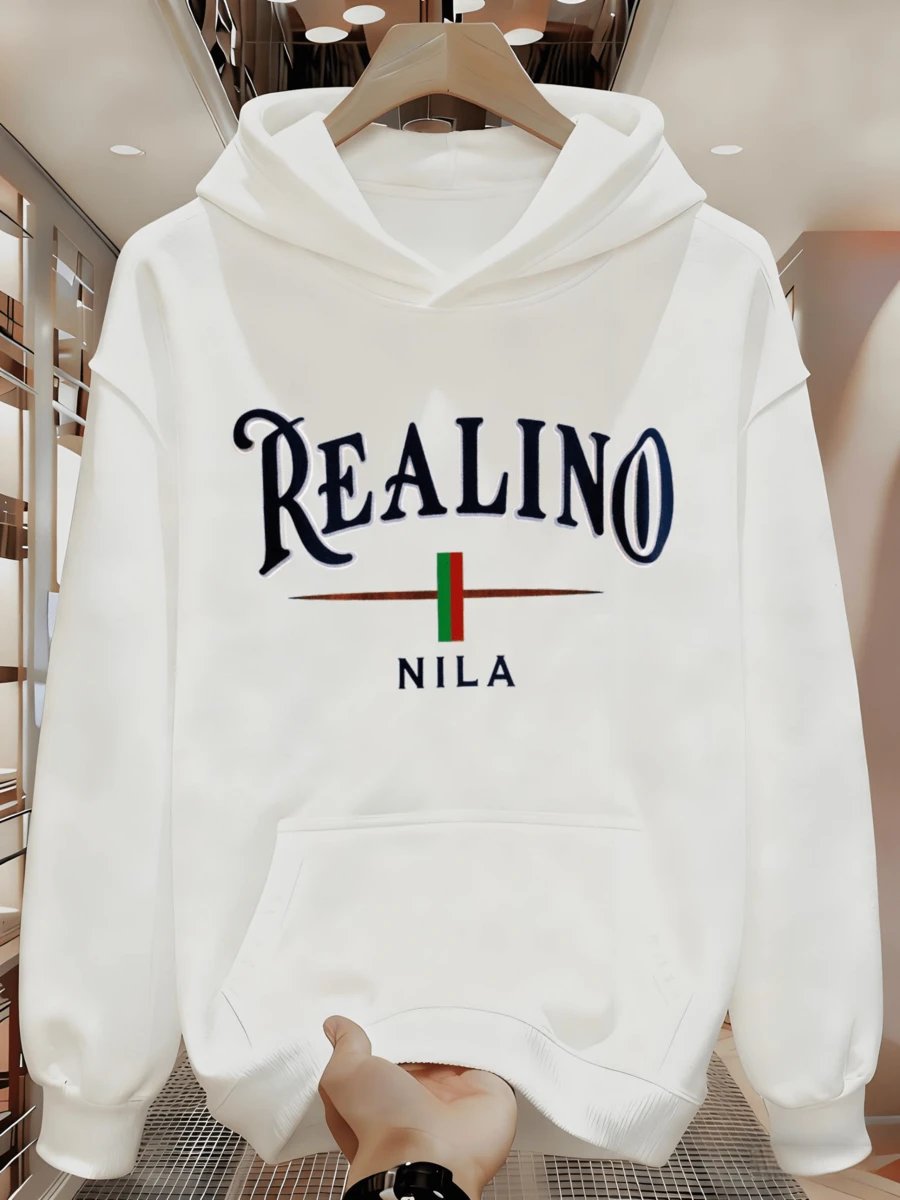 Nueva sudadera con capucha delgada estampada de primavera y otoño para hombres EUIO - Blanco - Ver 1