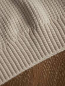 ALTZTAR 男士休闲百搭纯色提花圆领长袖毛衣，秋冬款 - 杏色 - 查看 5