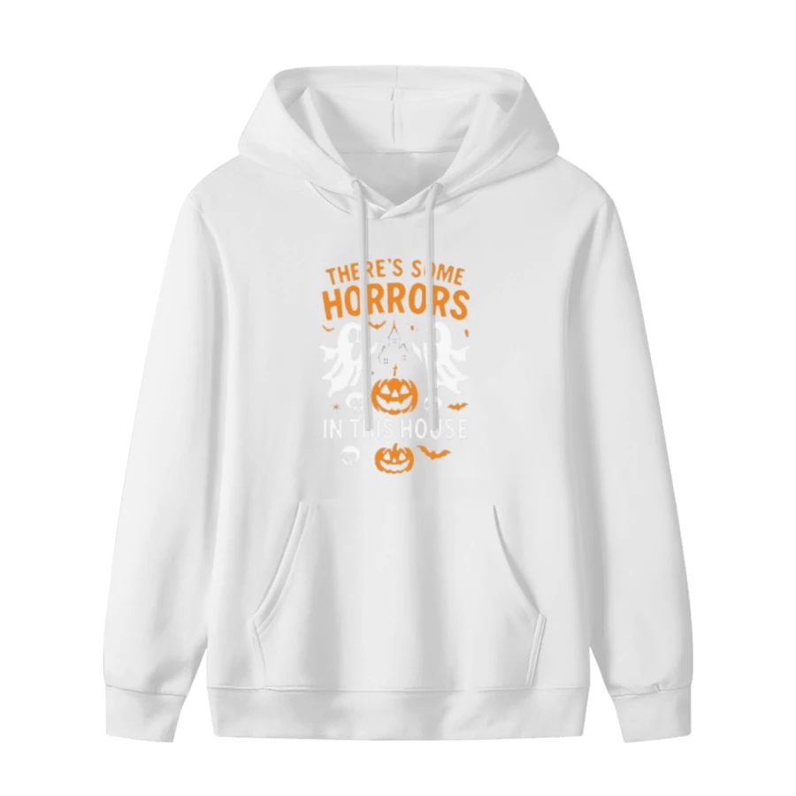 There's Some Horrors In This House Ghost Pumpkin Skull Graphic Men's Washed And Distressed Print Round Neck Short Sleeve Casual Hoodie - 款式6 - 查看 1