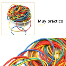 100 g de bridas de goma de colores de 38 mm (1,5 pulgadas) / Gomas elásticas duraderas para uso en la oficina, la escuela y el hogar / Organizadores de cables, material de papelería y bandas de sujeción para flores / Alta elasticidad y durabilidad - Multicolor - Ver 2