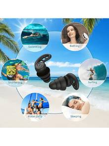 1 Pair Soft Silicone Earplugs, 3-Layer Reusable Sleep Earplugs, Suitable For Swimming, Study And Concerts - Noise Reduction