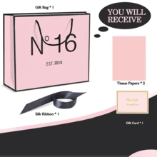 1个/20个/5个装，优雅N°16 2010，时尚粉黑礼品袋套装，配黑色丝带蝴蝶结、薄纸和贺卡，适用于婚礼、节日、周年纪念日等各种场合的派对用品和礼品。 - 多色/16 - 查看 3
