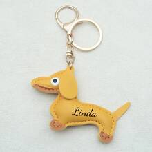 1pc Personalized Dachshund Keychain, Customized Name Bag Charm, Customized Leather Keyring & Bag Accessory, Handbag Pendant, Gift For Dog Lovers, Thanksgiving, Christmas, Birthday, Home Decor, Back To School, Anniversary, Bride, Father, Mother, Boy, Girl - Multicolor - View 37