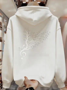 Sudadera con Capucha para Hombre Impresa BEO6 - Blanco - Ver 1