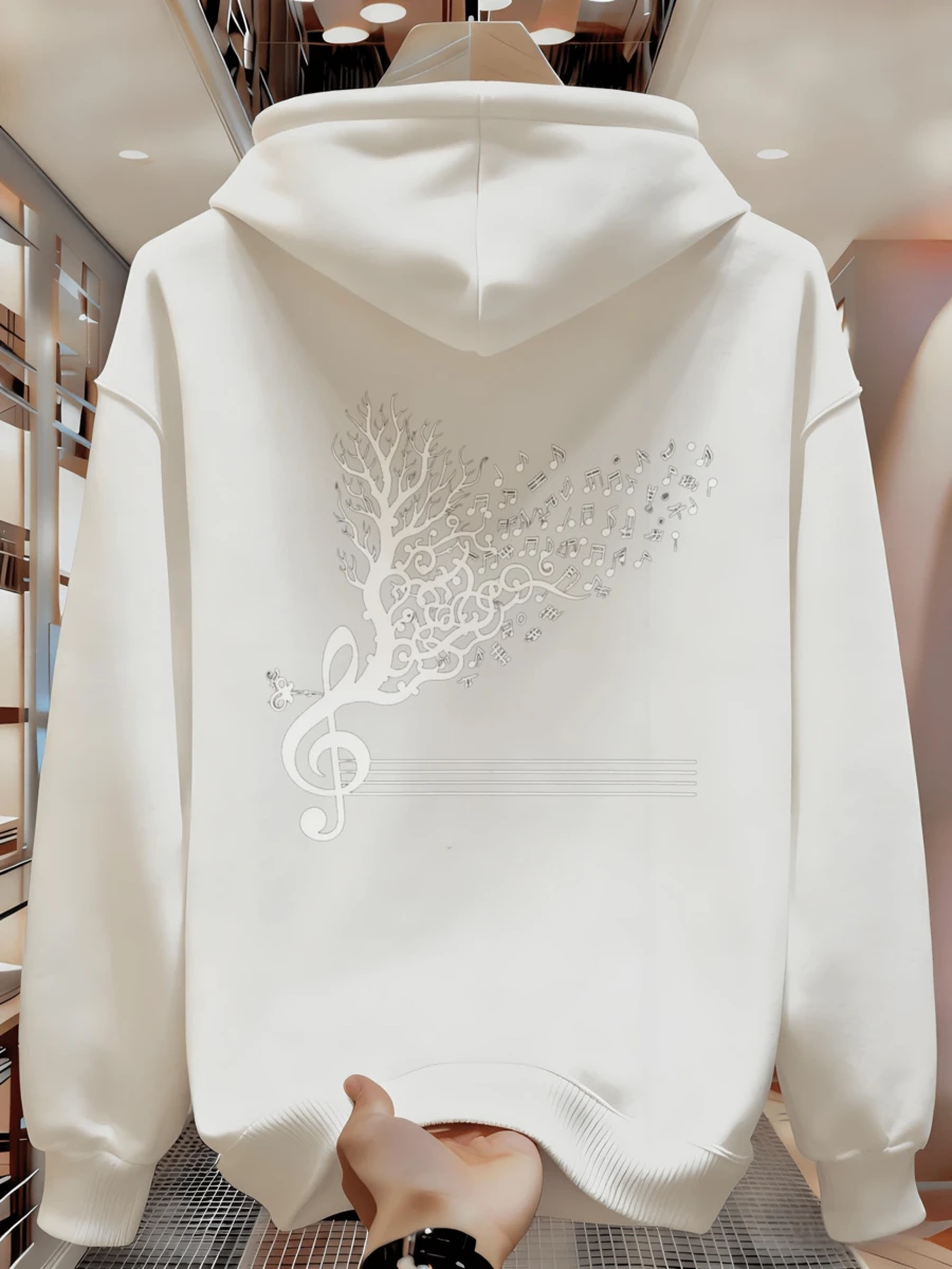 Sudadera con Capucha para Hombre Impresa BEO6 - Blanco - Ver 1