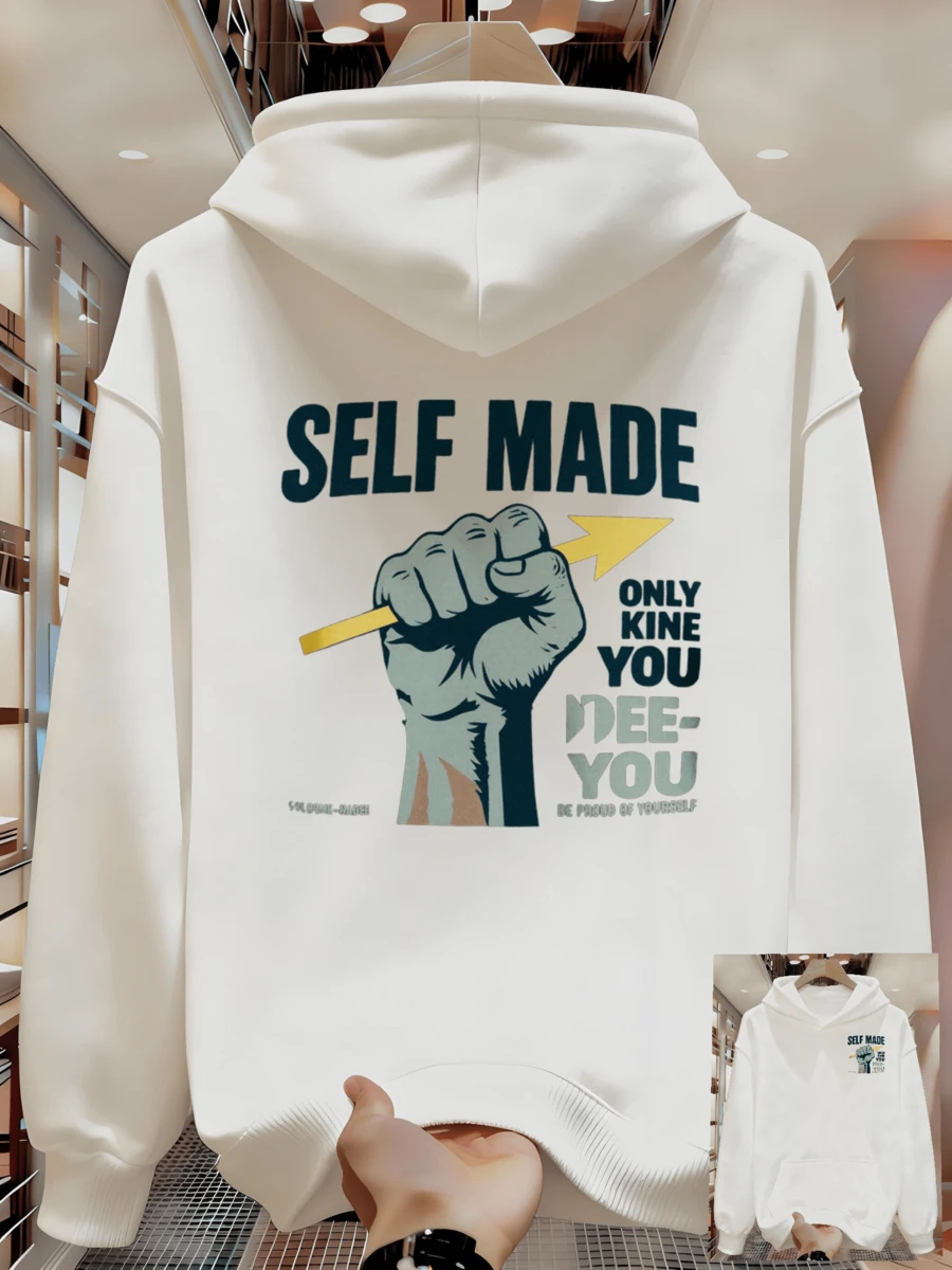 Sudadera Casual Estampada para Hombre con Cordón y Bolsillos Sudadera para Hombre ZBVM - Blanco - Ver 1