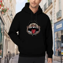 Exaggerated Cartoon Face Graphic Hoodie Funny Art Style,Comfortable Casual Short Sleeve, 220 Grams Heavyweight Cotton Printed Hoodie,Halloween(1) - 款式5 - 查看 2