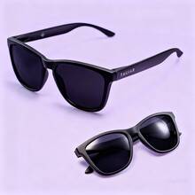 Anteojos De Sol Polarizados Tagiar Brillante Y Lente Negro polarizadas con protección UV400, espejo, para hombres y mujeres, ideales para pesca, conducción, verano, playa y viajes - Negro - Ver 2