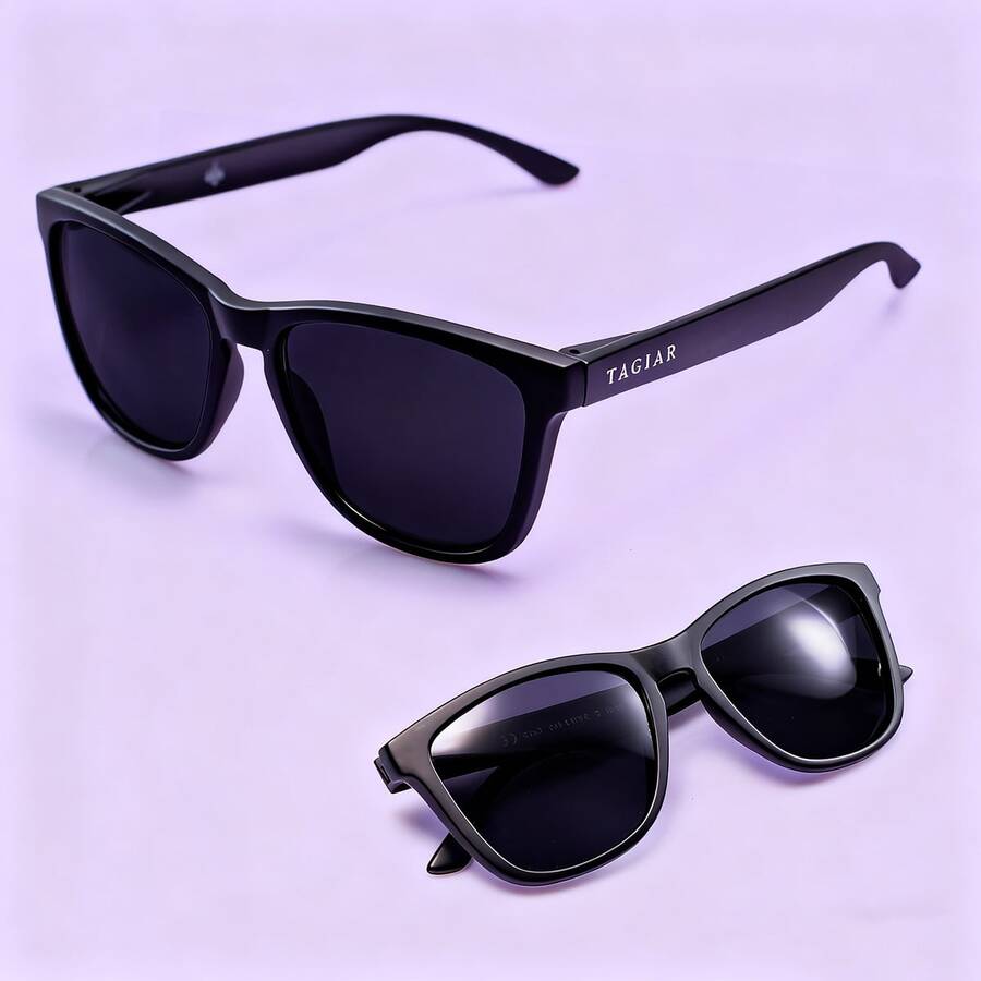 Anteojos De Sol Polarizados Tagiar Brillante Y Lente Negro polarizadas con protección UV400, espejo, para hombres y mujeres, ideales para pesca, conducción, verano, playa y viajes