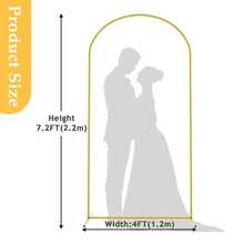 2Pack Metal Arch Backdrop Stand(7.2FT/6FT),Decorative Balloon Arch Stand, Easy Assembly Gold Wedding Arch, Stable Backdrop Arch Stand For Christmas,Wedding Ceremony, Birthday Party - Vàng - Xem 7