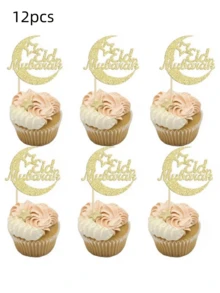 12pcs/24pcs Star Cake Decorations, Baking Party Supplies, Cake Toppers